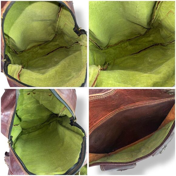 Vintage Distressed Handmade Rugged Rustic Brown Buffalo Leather Backpack Bag - Picture 11 of 11